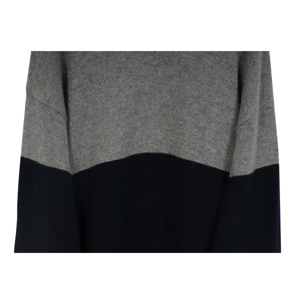 Ralph Lauren Purple Label Men Sweater Large Grey Blue Cashmere Two Tone Pullover - Picture 3 of 10